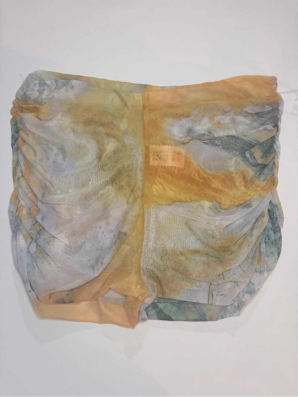 Zara Y2K Ruched Mesh Abstract Print Micro Shorts Beach Cover Up